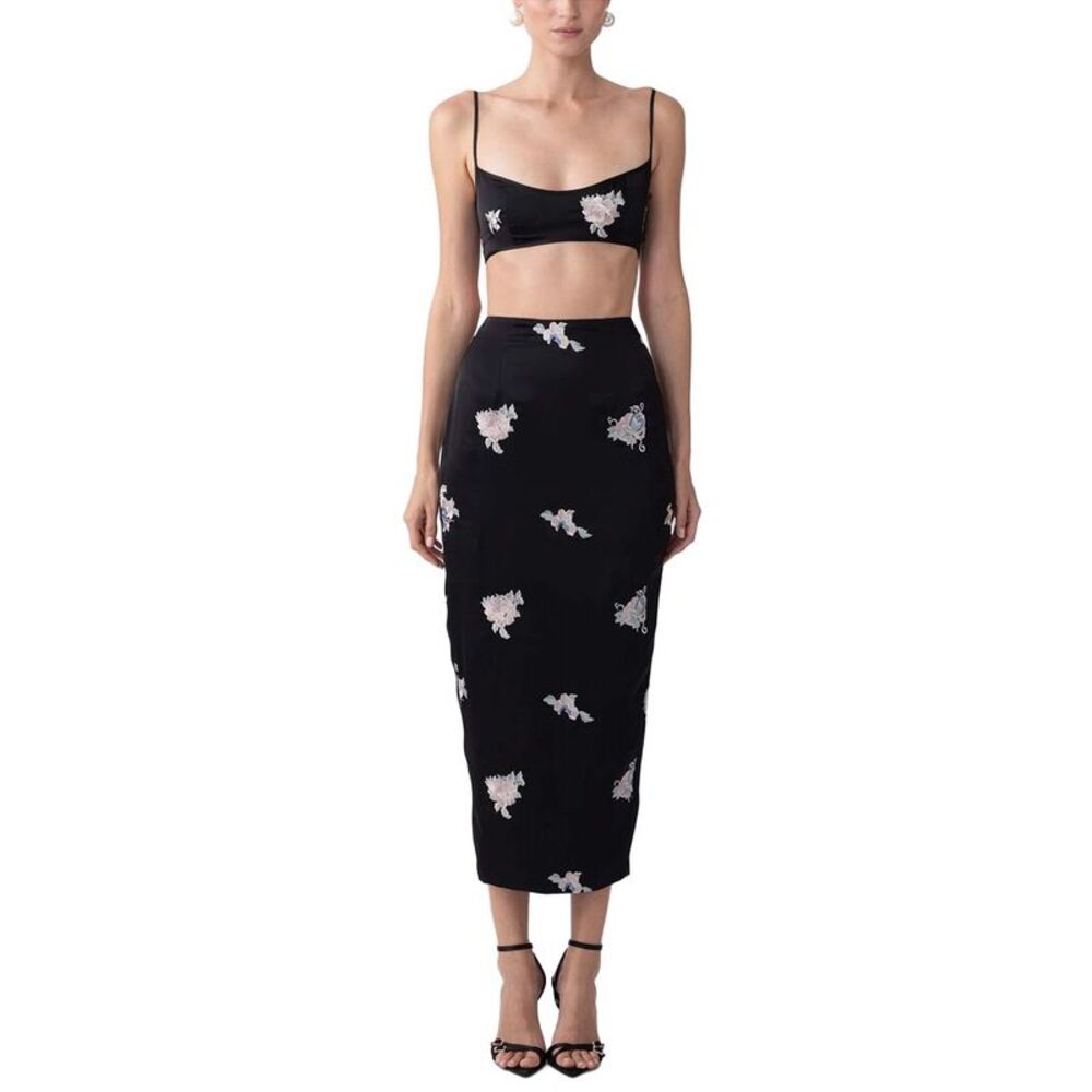 Sau Lee Womens  2Pc Mira Embroidered Skirt Set, Black